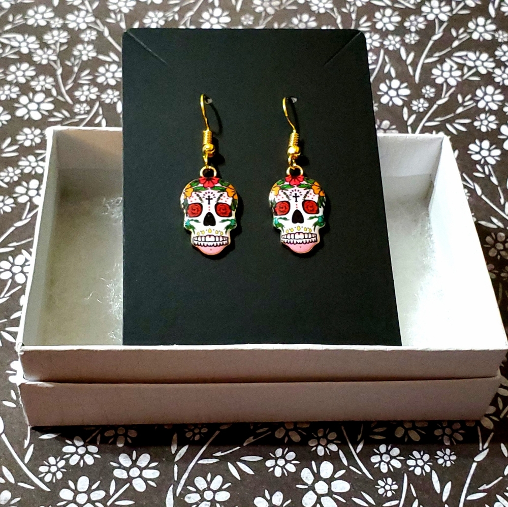 Sugar Skull Dia De Los Muertos Earrings Halloween